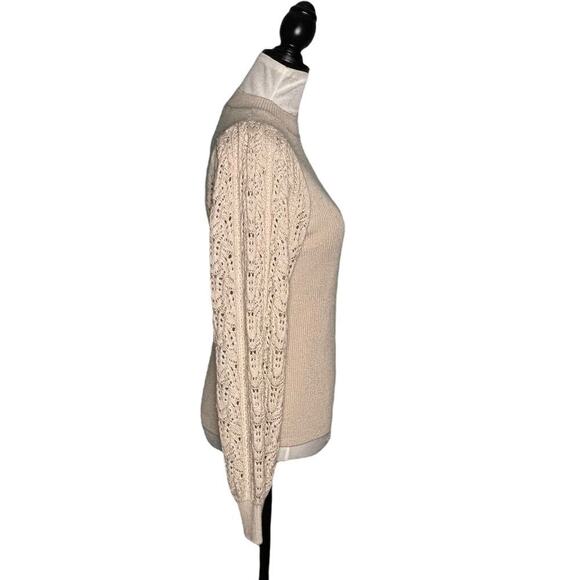 Splendid Cashmere Blend High Neck Sweater Puff Sleeve Beige Size Medium - Picture 6 of 9